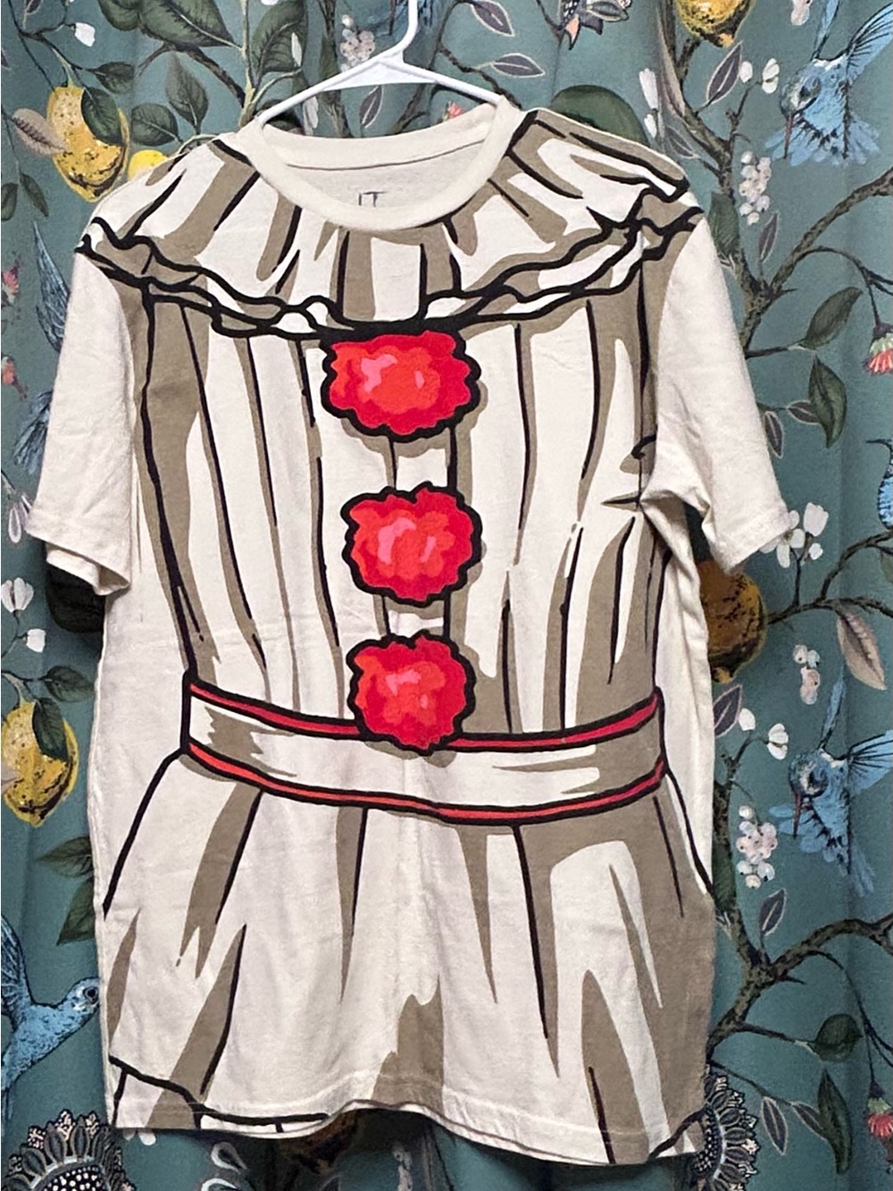 Chapter II It Cream Short Sleeve Tee with Red Floral Pom Trim